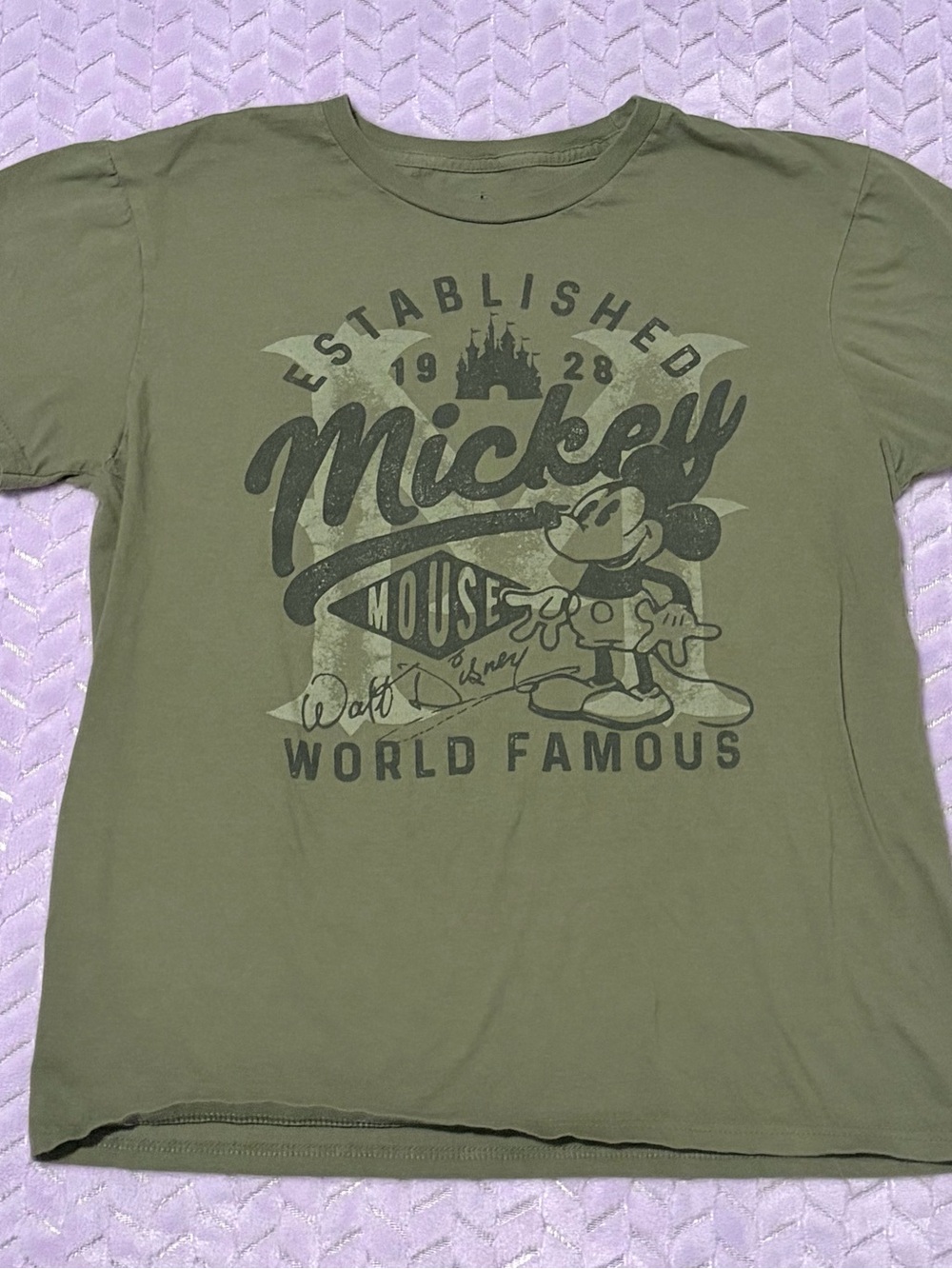Disney Mickey Mouse Olive Graphic Vintage Tee